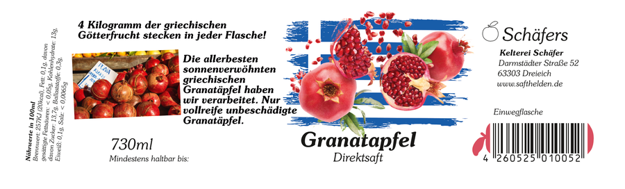 Granatapfel Direktsaft naturtrüb / Muttersaft Luxusklasse